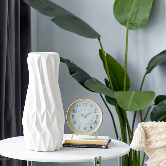 White Ceramic Modern Vase, 16" x 7" x 7"